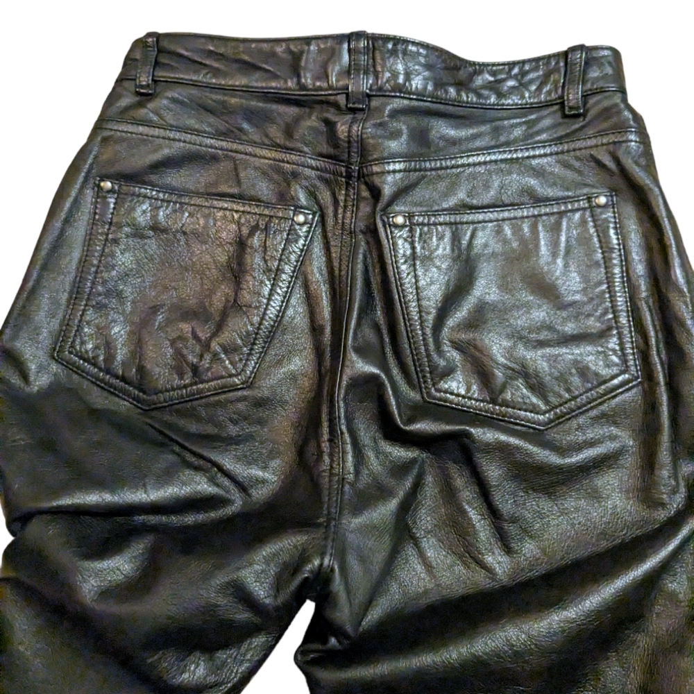 Wilson's 100% Real Genuine Black Leather Vintage High Waist Jeans - 6 - Picture 13 of 13